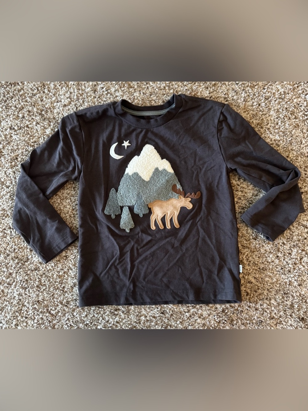 Little Sleepies Gray Long-Sleeve Tee with Mountain & Moose Graphic